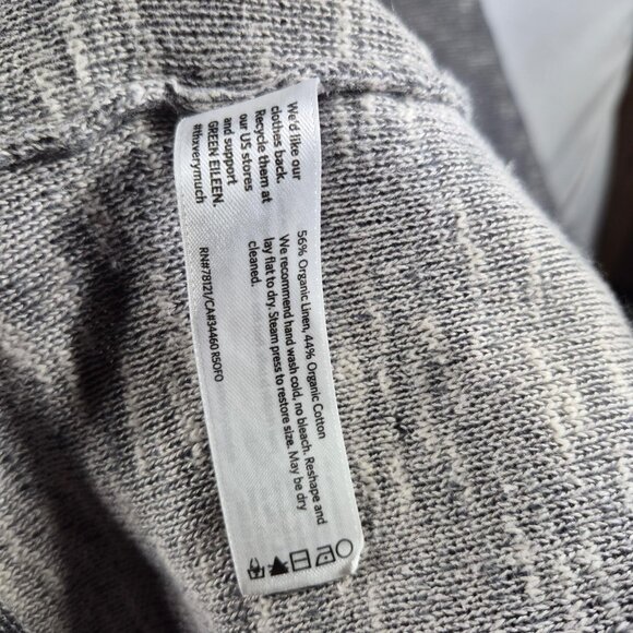 Eileen Fisher Sweater Womens XL Gray Linen Cardigan Open Long Sleeve Minimalist - Picture 6 of 7